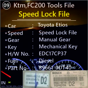 80 Speed Lock File Toyota Etios Diesel D2 ECM DSL D4 Engine EDC17CP37