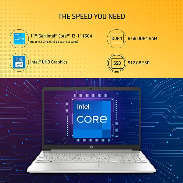 HP 15s, 11th Gen Intel Core i3, 8GB RAM/512GB SSD 15.6-inch(39.6 cm) Micro-Edge Anti-Glare FHD Laptop/Alexa Built-in/Win 11/Intel UHD Graphics/Dual...