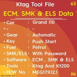 ECM, SMK And ELS With Password Grand i10 Petrol Automatic Push Start Ktm Tools MEG17.9.12.1