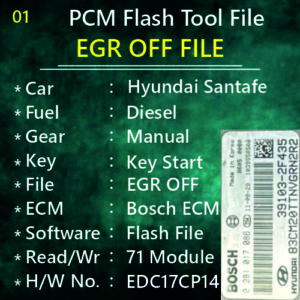 EGR OFF File Hyundai Santafe 2011 Model EDC17CP14 0281017086 PCM Flash Tools File