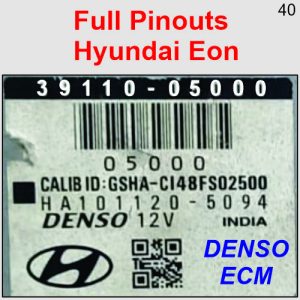 Full Pinouts Hyundai Eon 39110-05000 Denso ECM HA101120- 5094