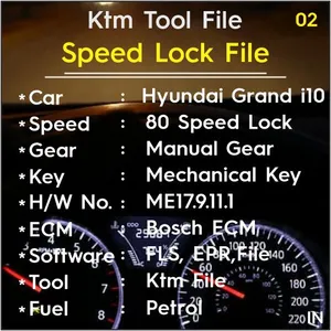 Hyundai Grand i10 Petrol Manual Gear Mechanical Key Start 80 Speed Lock ME17.9.11.1 Bosch ECM Ktm Tool File