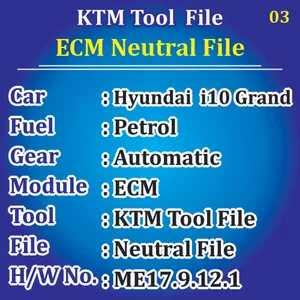 Hyundai i10 Grand Automatic Petrol ECM Neutral File KTM Tools ME17.9.12.1