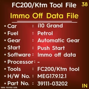 Immo Off Data i10 Grand Petrol Automatic Gear Push Start MEG17.9.12.1 Ktm Tool File