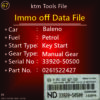 Immo Off File Baleno Petrol Mechanical Key start Manual Gear Part No 0261S22427 33920-50S00 Ktm Tools File ND 168PA
