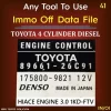 Immo Off File TOYOTA 4 CYLINDER DIESEL HIACE ENGINE 3.0 1KD-FTV, PN 89661-26C91 DENSO ECM