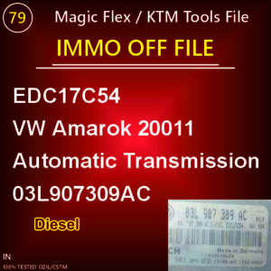 Immo off For EDC17C54 VW Amarok 20011 Automatic Transmission 03L907309AC