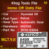 Immo off file i10 Petrol Automatic Gear 39110-03006 MG7.9.8 0459 Ktag Tools File