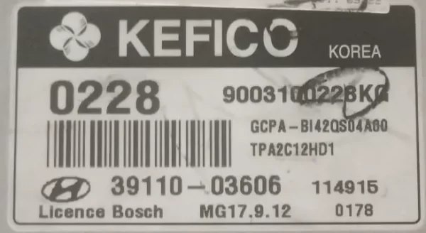 MG17.9.12-i10 Kappa Auto Gear ECM Pinouts