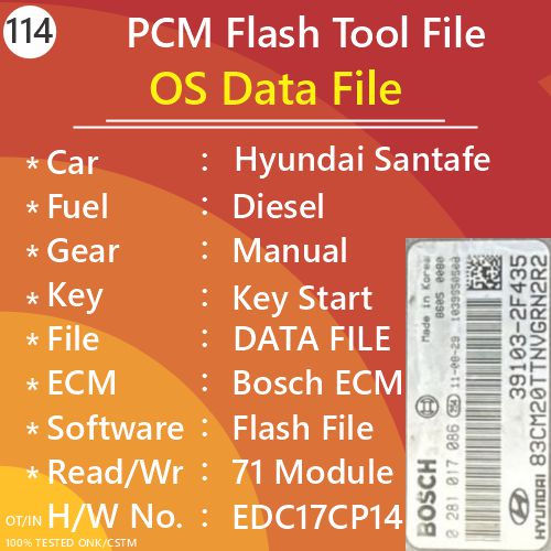 OS Data File Hyundai Santafe 2011 Model EDC17CP14 0281017086 PCM Flash Tools File
