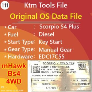 OS Data File Scorpio S4 plus Diesel EDC17C55 Manual Gear Key Start mHawk BS4 4WD ktm Tools file