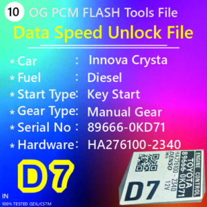 OS Data File Speed Unlock Innova Crysta BS4 Diesel key start manual gear 89666-0KD71 HA276100-2340 D7 D3 Original PCM Flash Tools