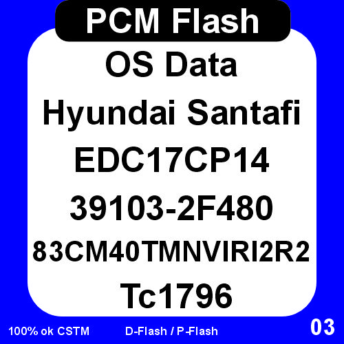 OS Data Hyundai Santafi EDC17CP14 39103-2F480 83CM40TMNVIRI2R2 PCM Flash TC1796 Dflash & Pflash