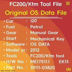 Original OS Data i20 ME17.9.11.1 Petrol Manual Gear Mechanical Key Start EK15 39111-03820 Model 2012 Ktm tool file