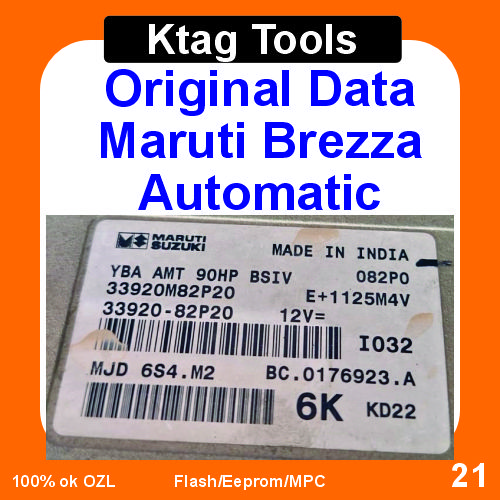 Original Data Maruti Brezza Automatic 6K 33920-82P20 Ktag Tools