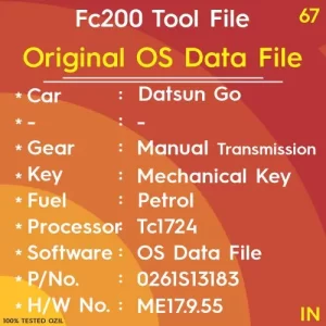 Original OS Data File Datsun Go Petrol Manual Transmission Mechanical Key Start PN 0261S13183 HW ME17.9.55 Nissan Y8 KTMFC200 Tools 23703 4LA0B