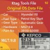 Original OS Data File Hyundai i10 Petrol Automatic Key Start MG7.9.8 39110-03000 6213 9030936213KE Ktag Tool File