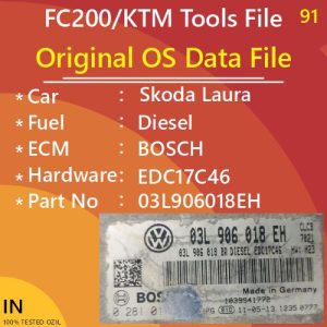 Original OS Data File Skoda Laura Diesel EDC17C46 03L906018EH TC1767 1039S41772 1235 0777 KTMFC200 Tool File