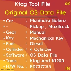 Original OS Data Mahindra 4 Cylinder Bolero Pickup And Maxitruck Diesel Manual Gear EDC17C55 Mechanical Key Ktag Tools