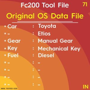 Original OS Data Toyota Etios Diesel Manual Transmission Mechanical Key Start FC200 Tool File