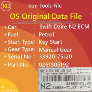 Original Os Data File Swift Dzire 2010 K SeriesPetrol Manual Gear Key Start 0261S05192 33920-75J20 N2 33920M75J20 KTM Tools File