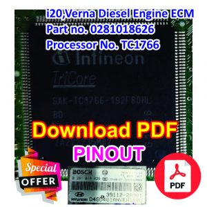 Microprocessor-TC1766-PINOUTS_i20, Verna Diesel ECM Part No. 0281018626_EDC17C08