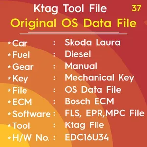 SKODA LAURA DIESEL MANUAL GEAR MECHANICAL KEY KTAG TOOL FILE EDC16U34 BOSCH ECM