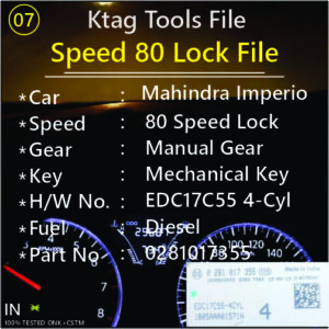 Speed Lock 80 Mahindra Imperio Diesel Manual Gear Key Start EDC17C55 4CYL 0281017355 Ktag Tools File