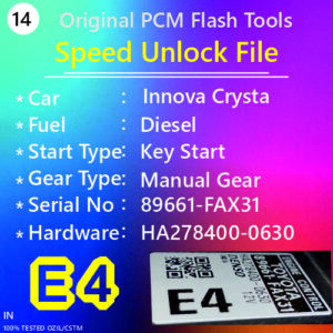 Speed Unlock File Innova Crysta Diesel 89661-FAX31 HA278400-0630 E4 Original PCM Flash tools